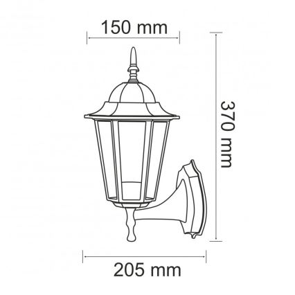 Уличный настенный светильник 1xE27/20W/230V IP43 черный