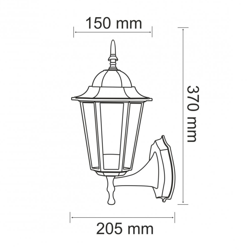 Уличный настенный светильник 1xE27/20W/230V IP43 черный