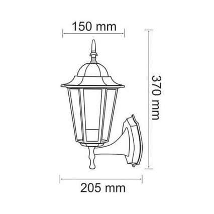 Уличный настенный светильник 1xE27/20W/230V IP43 патина