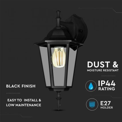 Уличный настенный светильник 1xE27/40W/230V IP44 черный