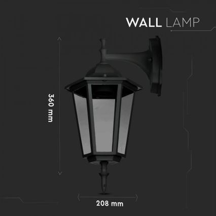 Уличный настенный светильник 1xE27/40W/230V IP44 черный