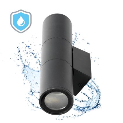 Уличный настенный светильник 2xGU10/35W/230V IP54 круглый черный