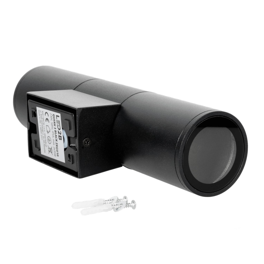 Уличный настенный светильник 2xGU10/35W/230V IP54 круглый черный