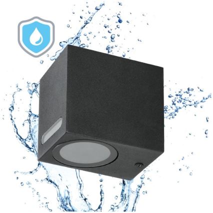 Уличный настенный светильник QUERK 1xGU10/35W/230V IP54 8 см черный