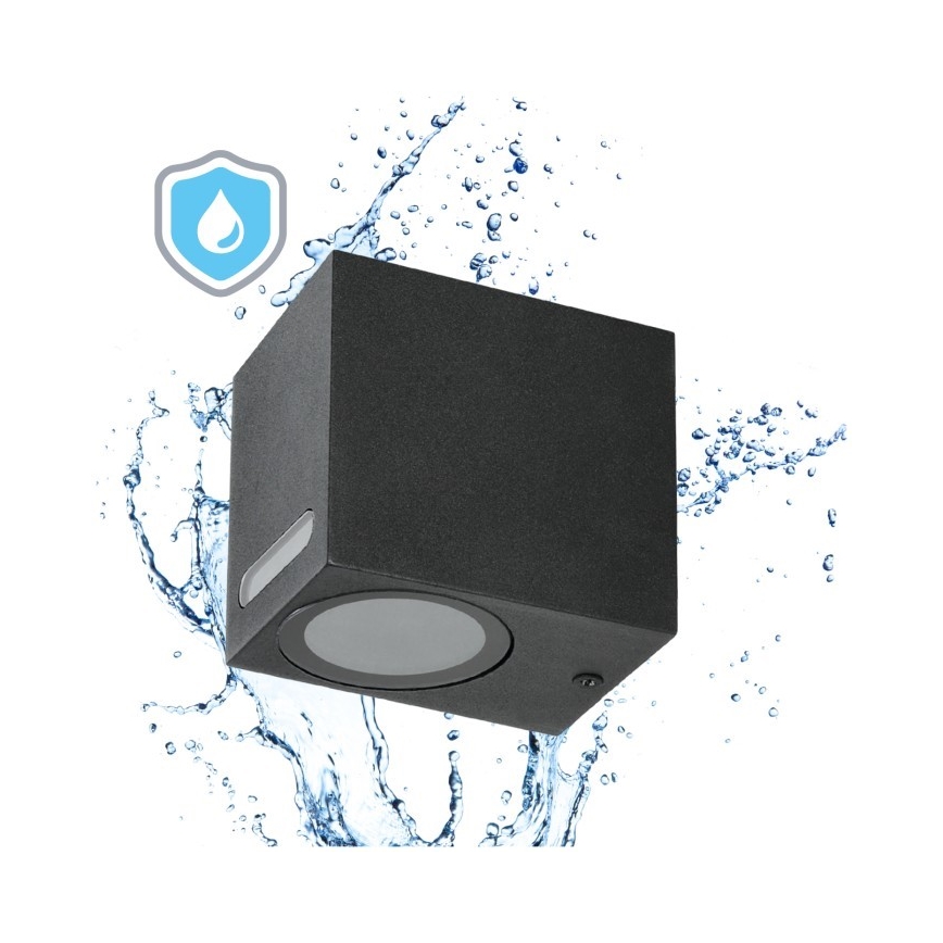 Уличный настенный светильник QUERK 1xGU10/35W/230V IP54 8 см черный