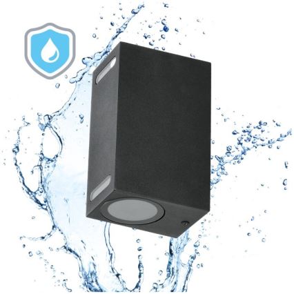 Уличный настенный светильник QUERK 2xGU10/35W/230V IP54 15 см черный