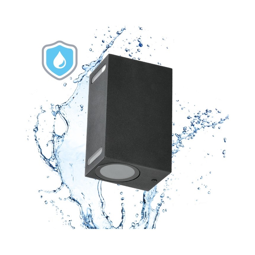 Уличный настенный светильник QUERK 2xGU10/35W/230V IP54 15 см черный