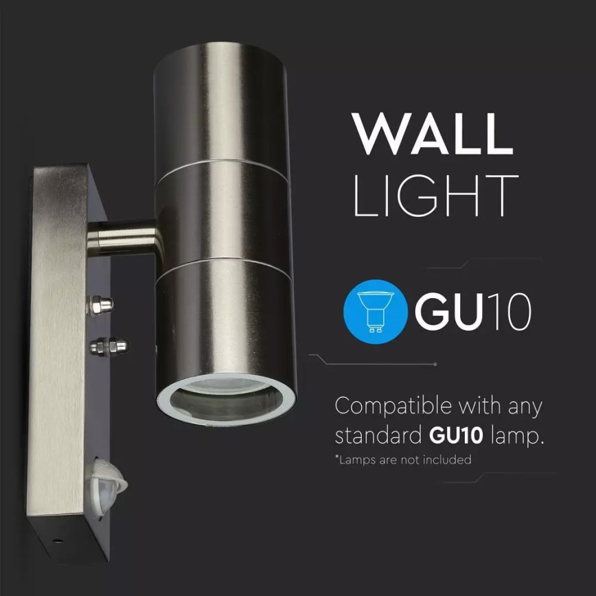 Уличный настенный светильник с датчиком 2xGU10/35W/230V IP44