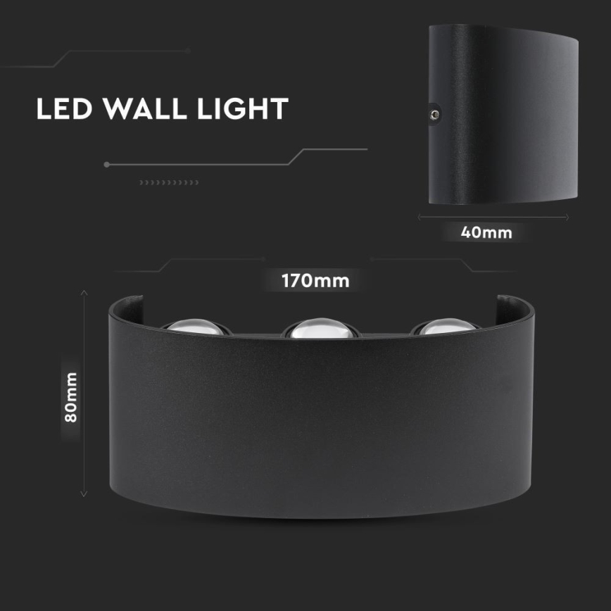 Уличный светодиодный настенный светильник 6xLED/6W/230V IP54 3000K черный