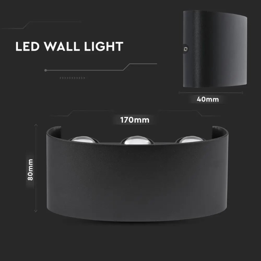 Уличный светодиодный настенный светильник 6xLED/6W/230V IP54 3000K черный