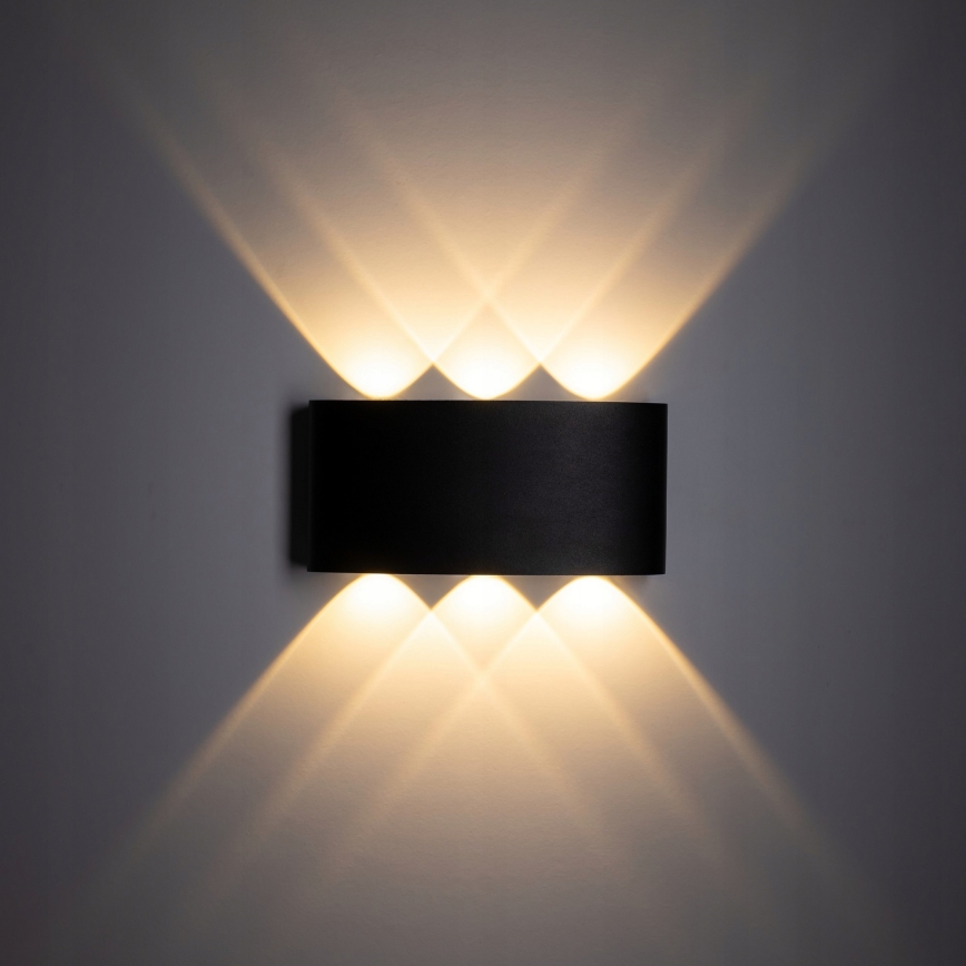 Уличный светодиодный настенный светильник ARROW 6xLED/1W/230V IP54 черный
