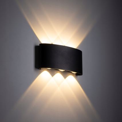 Уличный светодиодный настенный светильник ARROW 6xLED/1W/230V IP54 черный