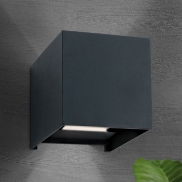 Уличный светодиодный настенный светильник CUBE 2xLED/3W/230V IP54 антрацит