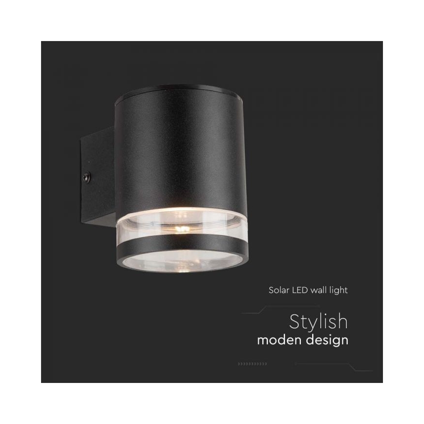 Уличный светодиодный настенный светильник на солнечной батарее LED/1W/3,7V 3000K IP54 черный