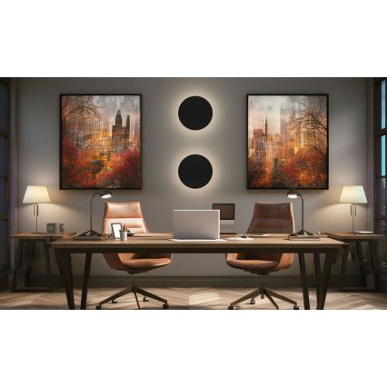 Уличный светодиодный настенный светильник PIATTA LED/18W/230V 3000/4000/6000K диаметр 25 см IP44 черный