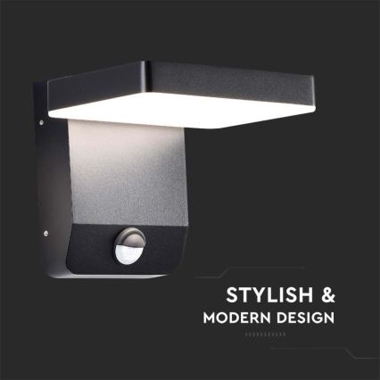 Уличный светодиодный настенный гибкий светильник с датчиком LED/17W/230V IP65 4000K черный
