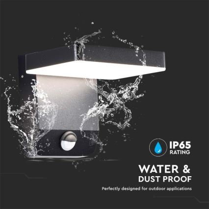 Уличный светодиодный настенный гибкий светильник с датчиком LED/17W/230V IP65 4000K черный