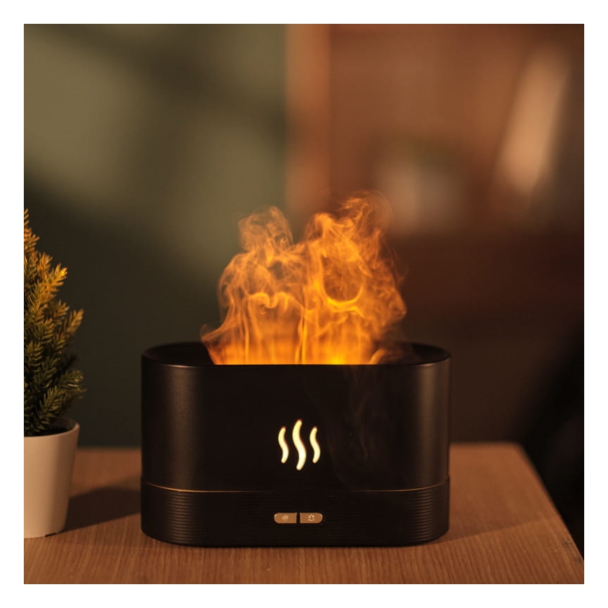 Ультразвуковой аромадиффузор и увлажнитель воздуха со светодиодной RGB-подсветкой 180 мл черный