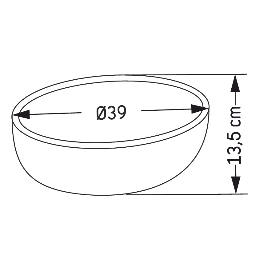 Умивальник для стільниці BERGEN, Ø 39 см, бетон/сірий