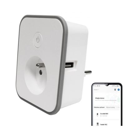 Умная розетка с измерением потребления 3680W/230V + 2xUSB/12W/5V Wi-Fi
