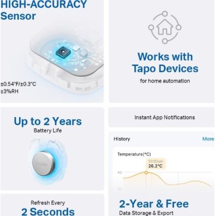 Умный датчик для измерения температуры и влажности 1xCR2450