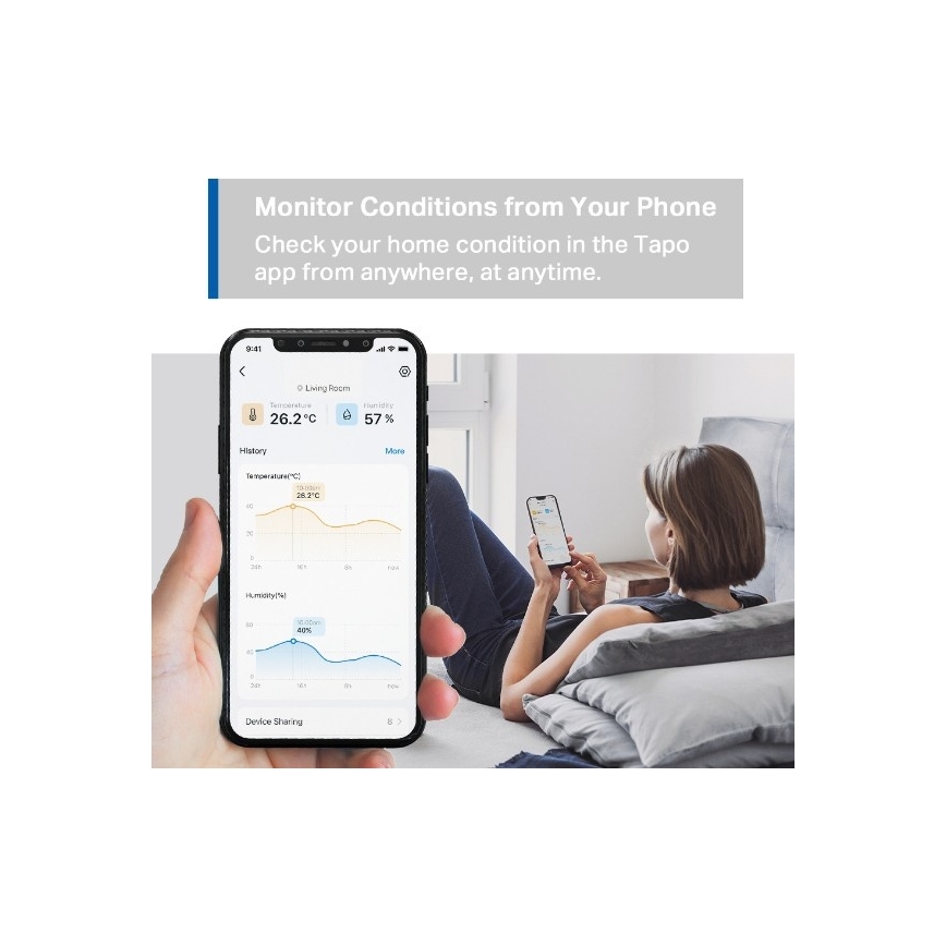 Умный датчик для измерения температуры и влажности 1xCR2450