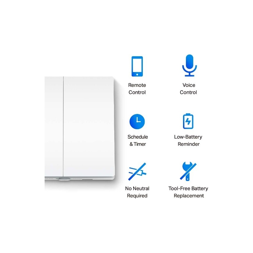 Умный двухкнопочный выключатель для освещения 2xAAA