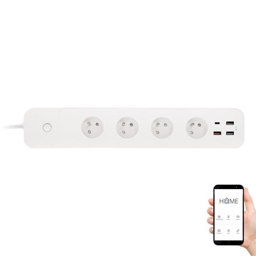 Умный удлинитель с выключателем 1,5 м 4Z + 4xUSB Wi-Fi