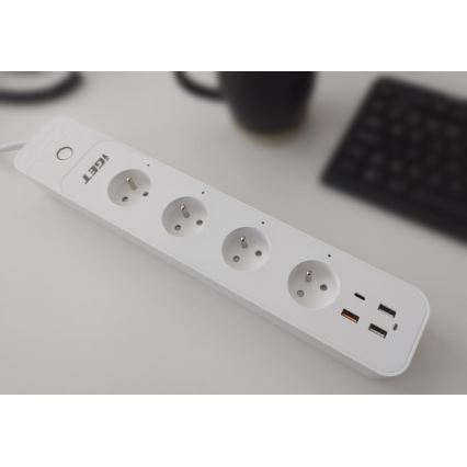 Умный удлинитель с выключателем 1,5 м 4Z + 4xUSB Wi-Fi