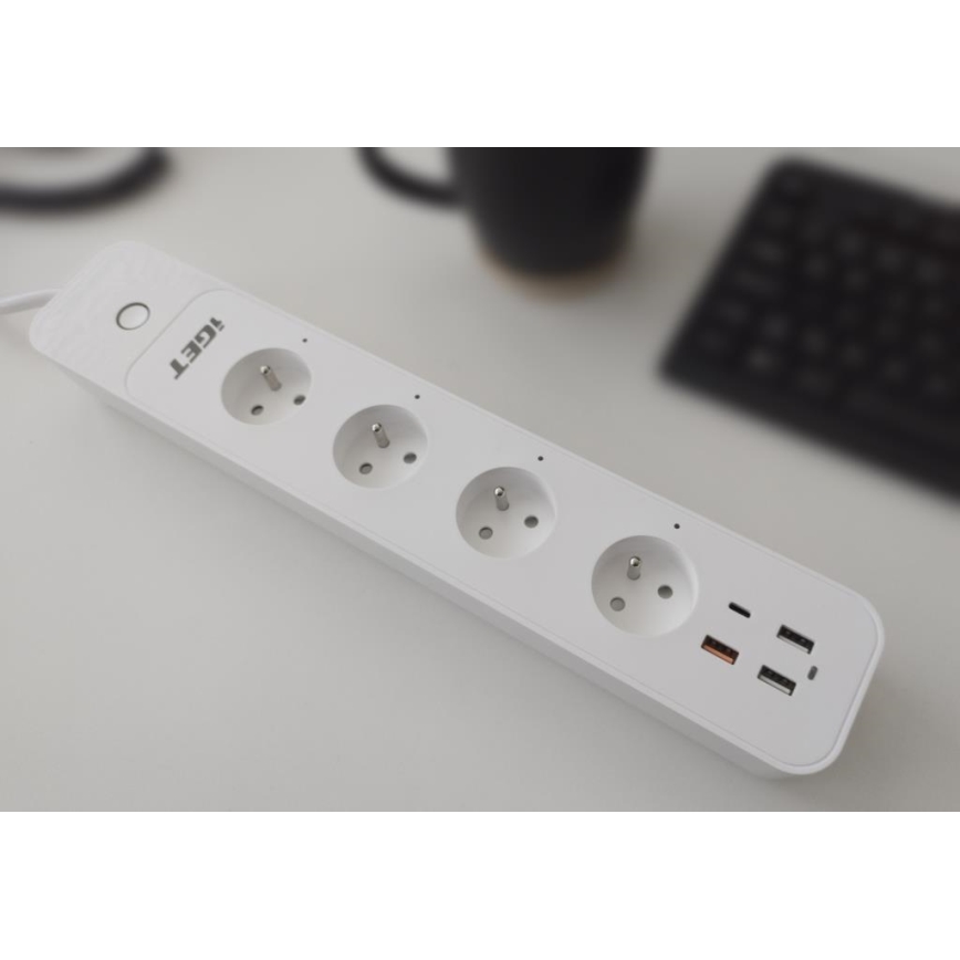Умный удлинитель с выключателем 1,5 м 4Z + 4xUSB Wi-Fi