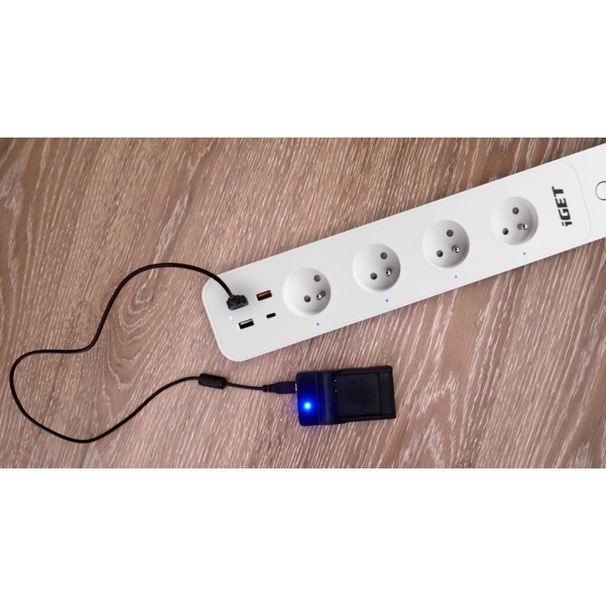 Умный удлинитель с выключателем 1,5 м 4Z + 4xUSB Wi-Fi