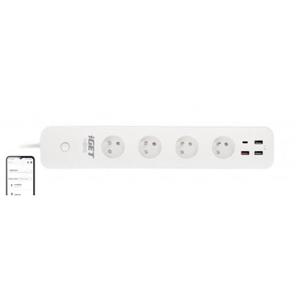 Умный удлинитель с выключателем 1,5 м 4Z + 4xUSB Wi-Fi