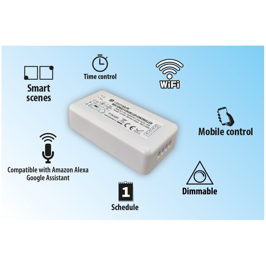 Умный контроллер для одноцветных светодиодных лент 5-24V Wi-Fi Tuya
