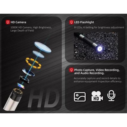 Uni-T - бороскоп, 3,7 В, 3000 мА·ч, IP67, 1 м