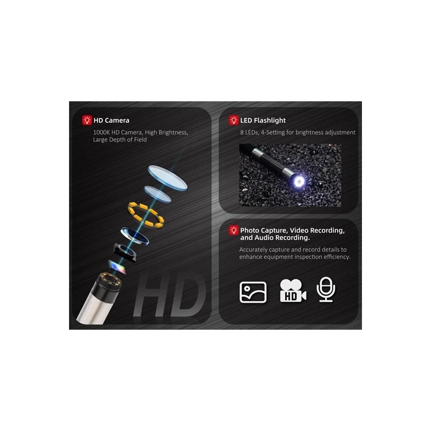 Uni-T - Бороскоп 3,7 В, 3000 мА·год, IP67, 3 м