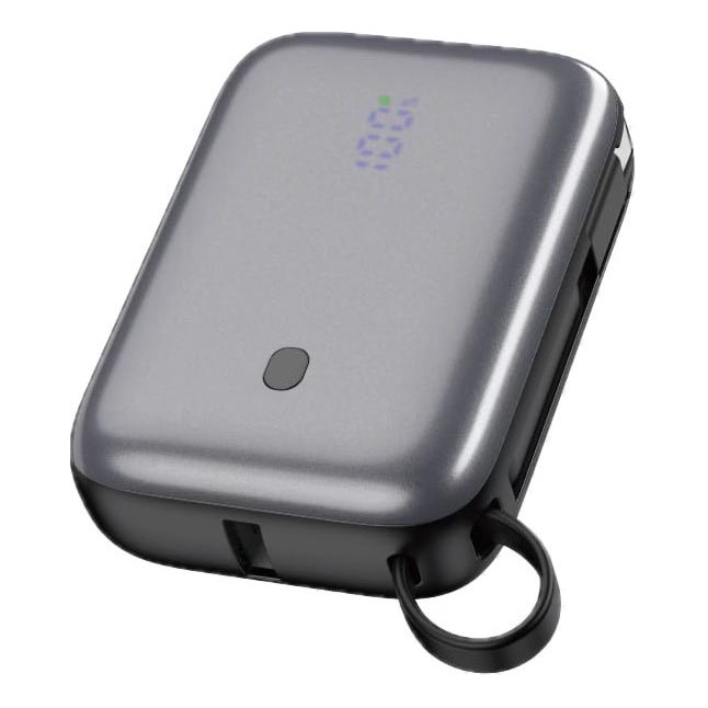 Універсальна мобільна батарея 10000 mAh 20W Power Delivery Compact з вбудованим USB-C кабелем для зарядки 1м чорний