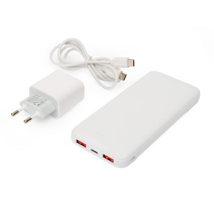 Універсальна мобільна батарея 10000 mAh + адаптер 20W Power Delivery + USB-C/USB-C кабель 1м білий