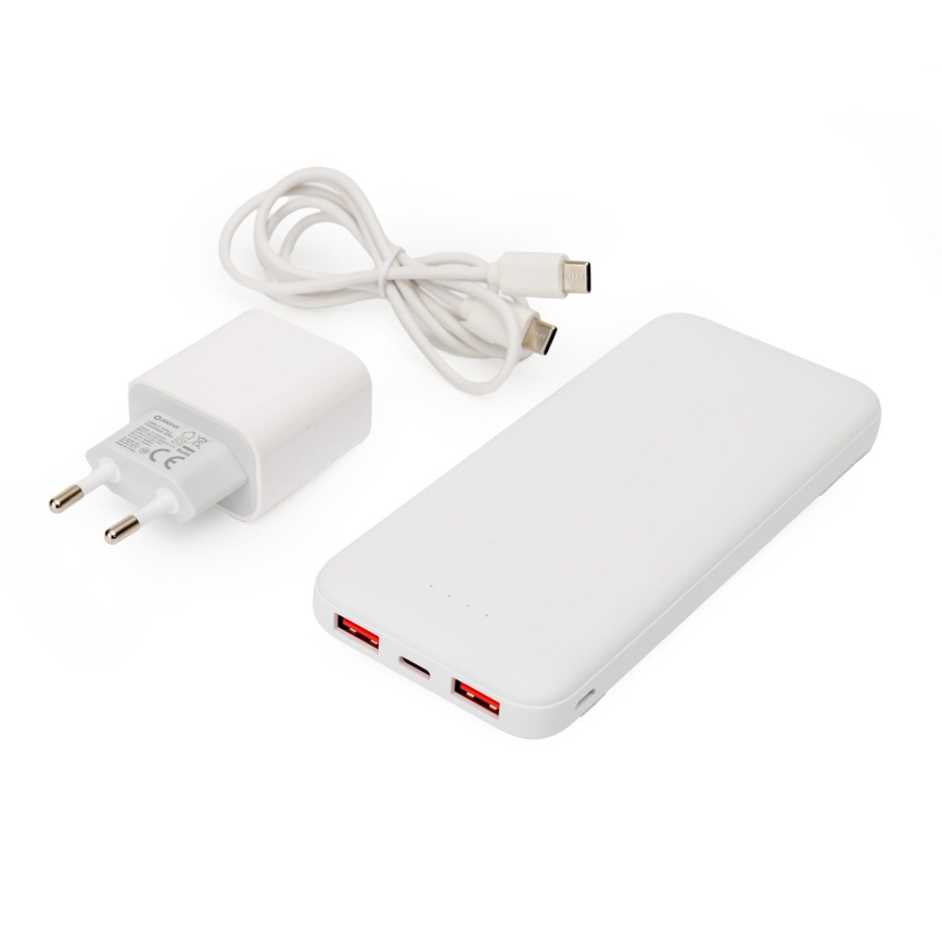 Універсальна мобільна батарея 10000 mAh + адаптер 20W Power Delivery + USB-C/USB-C кабель 1м білий
