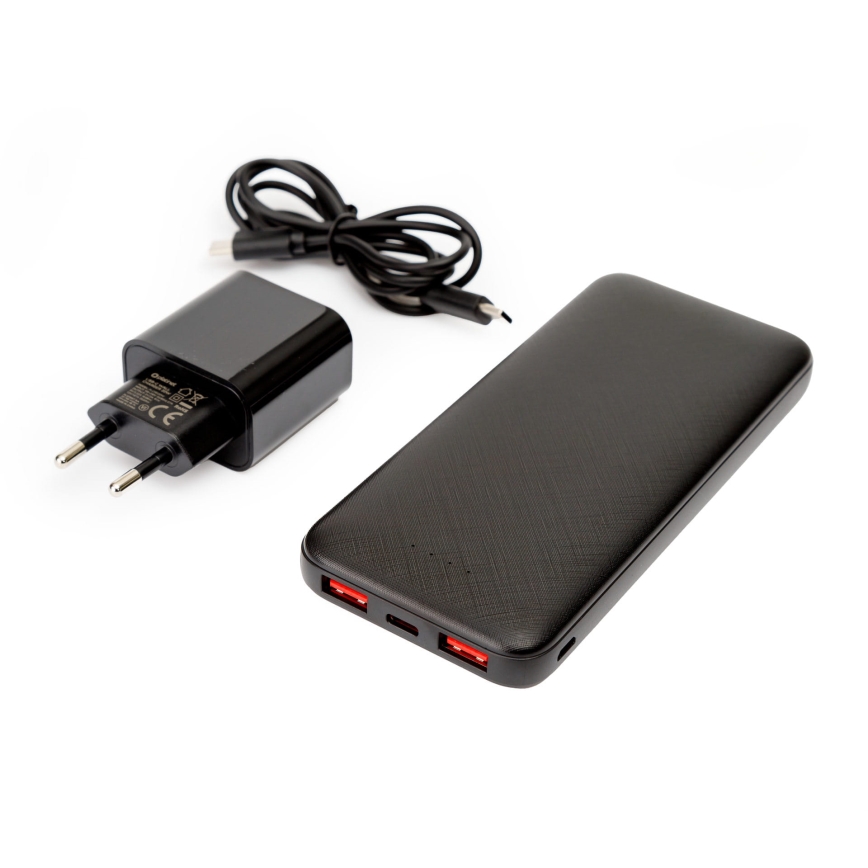 Універсальна мобільна батарея 10000 mAh + адаптер 20W Power Delivery + USB-C/USB-C кабель 1м чорний