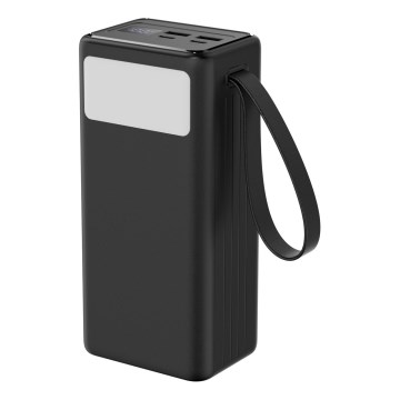 Універсальна мобільна батарея 40000 mAh 65W Power Delivery 2xUSB-A + 2xUSB-C з LED ліхтариком і USB-C кабелем 1м чорний