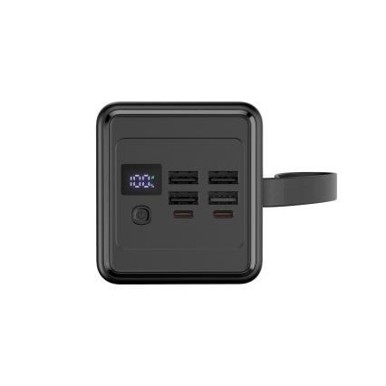 Універсальна мобільна батарея 60000 mAh 20W Power Delivery 4xUSB-A + 2xUSB-C з LED ліхтариком і USB-C кабелем 1м чорний
