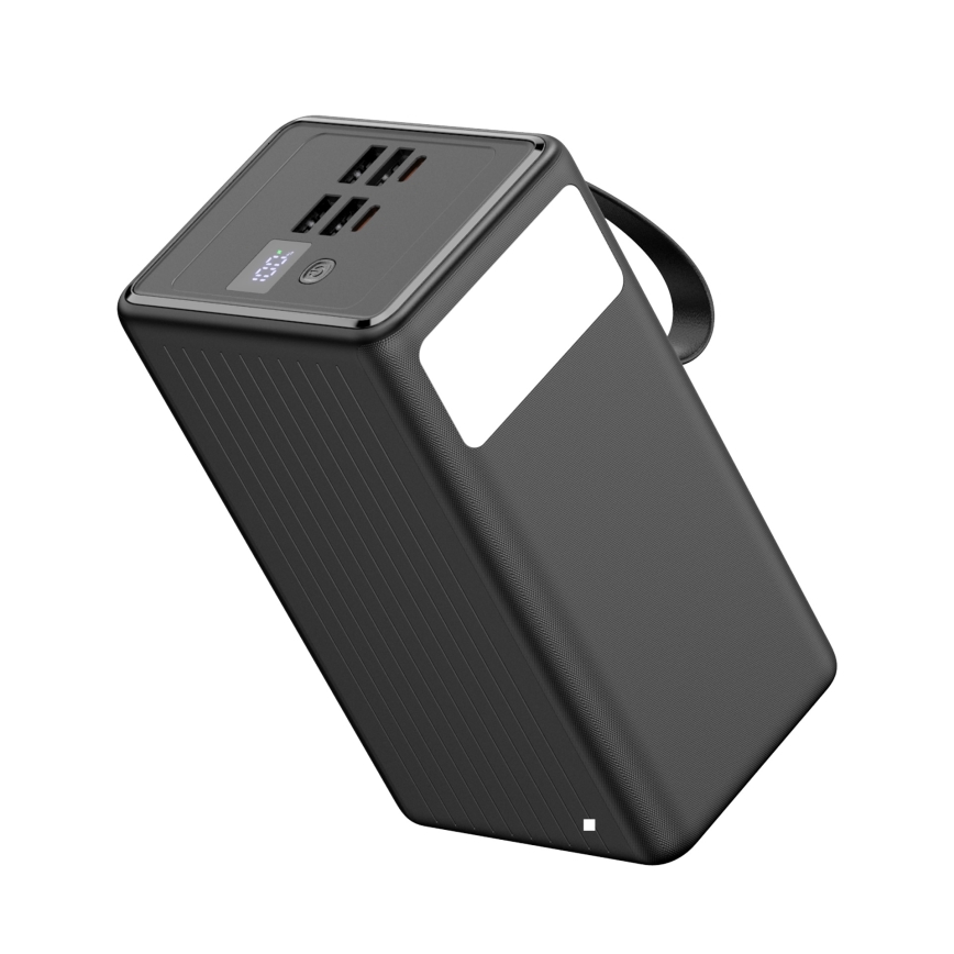 Універсальна мобільна батарея 70000 mAh 20W Power Delivery 4xUSB-A + 2xUSB-C з LED ліхтариком і USB-C кабелем 1м чорний