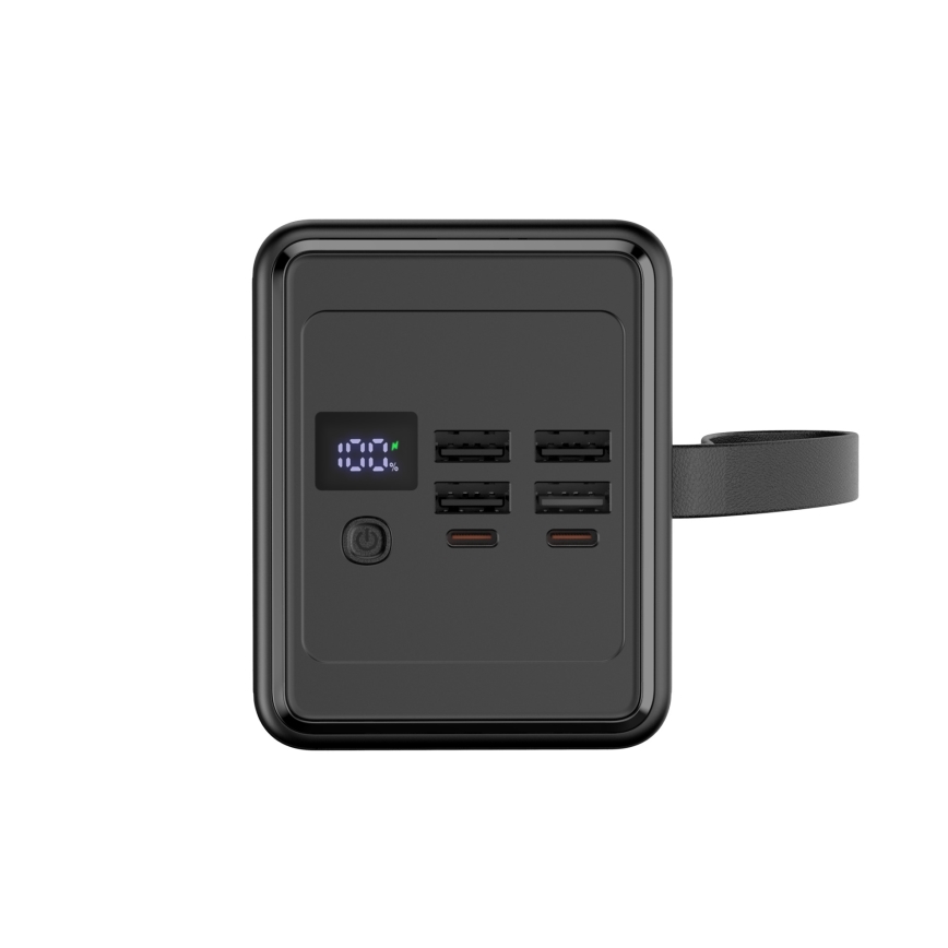 Універсальна мобільна батарея 70000 mAh 20W Power Delivery 4xUSB-A + 2xUSB-C з LED ліхтариком і USB-C кабелем 1м чорний