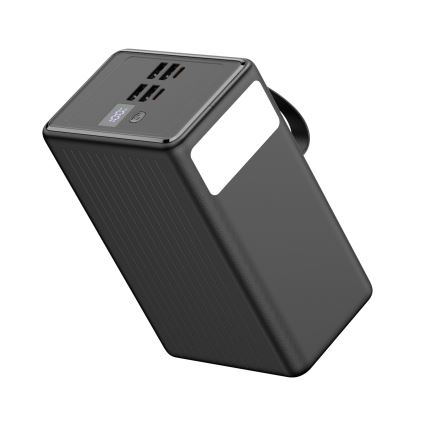 Універсальна мобільна батарея 80000 mAh 20W Power Delivery 4xUSB-A + 2xUSB-C з LED ліхтариком і USB-C кабелем 1м чорний