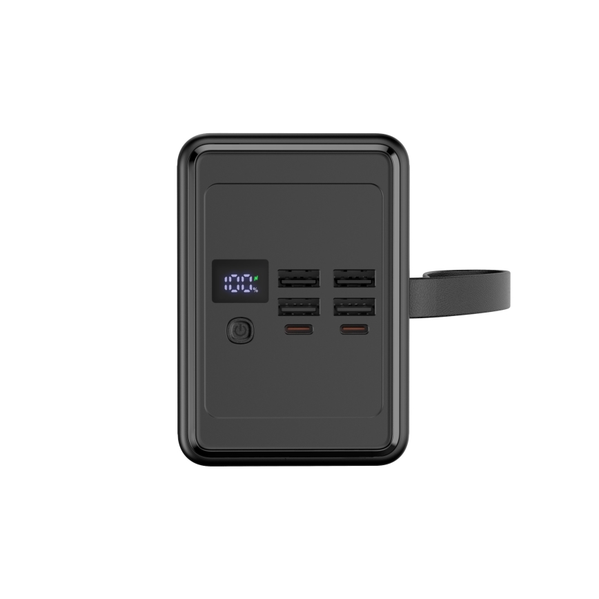 Універсальна мобільна батарея 80000 mAh 20W Power Delivery 4xUSB-A + 2xUSB-C з LED ліхтариком і USB-C кабелем 1м чорний