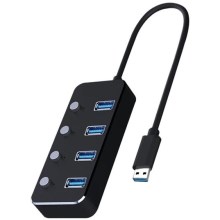 USB Хаб з вимикачами 4xUSB-A 3.0 чорний