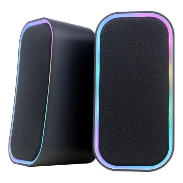 USB динамики c RGB-подсветкой 2x3W/5V черный
