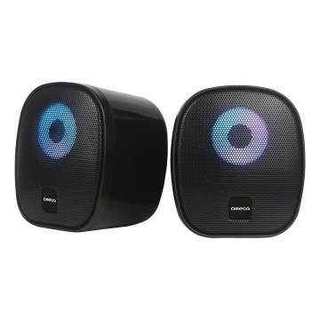 USB Динаміки з RGB підсвіткою 2x3W/5V чорний