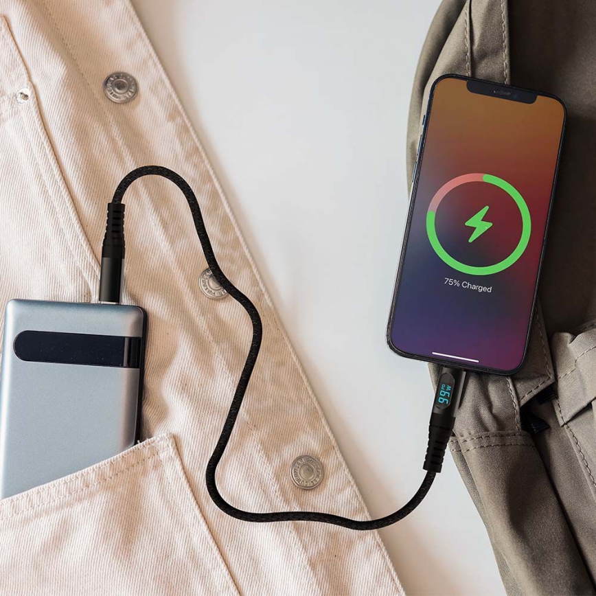 USB-кабель с разъемом TYPE C и светодиодным дисплеем 1м