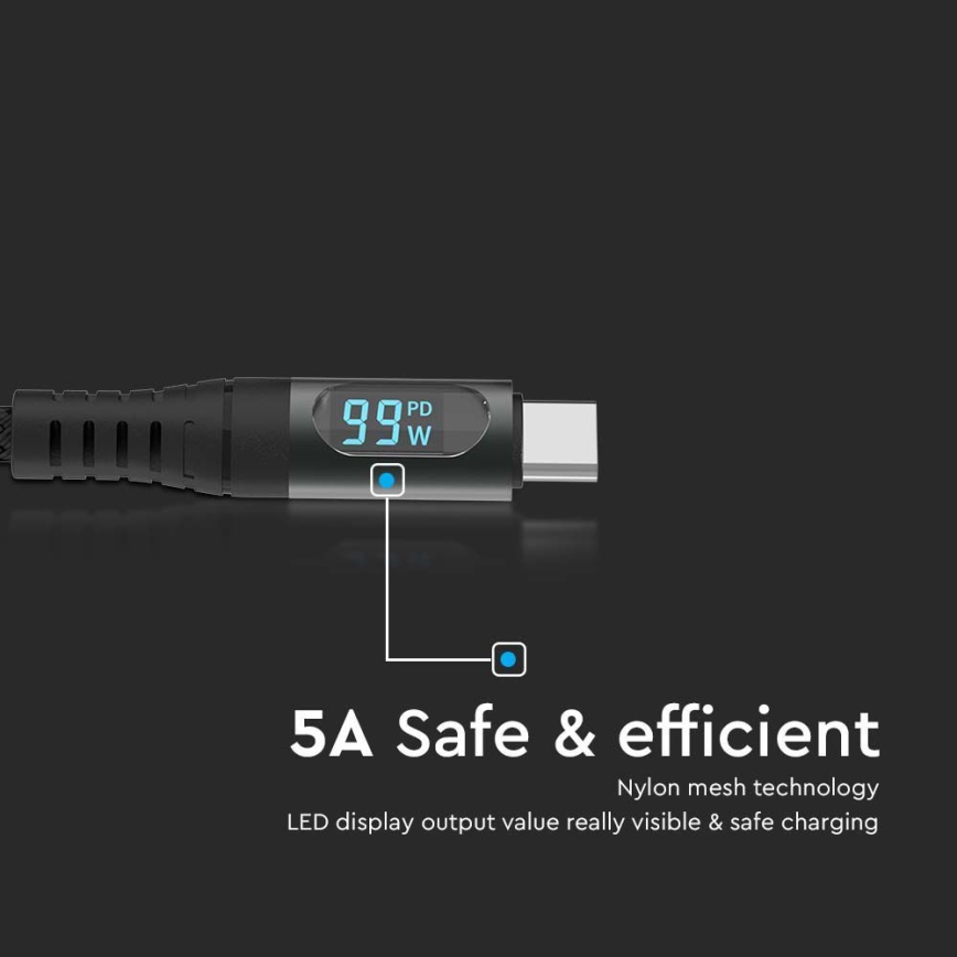USB-кабель с разъемом TYPE C и светодиодным дисплеем 1м